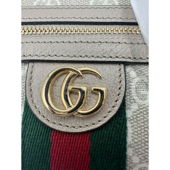 Gucci GG Supreme Canvas Ophidia Web Strip Mini Shoulder/Crossboy Bag Beige White - Picture 7 of 12